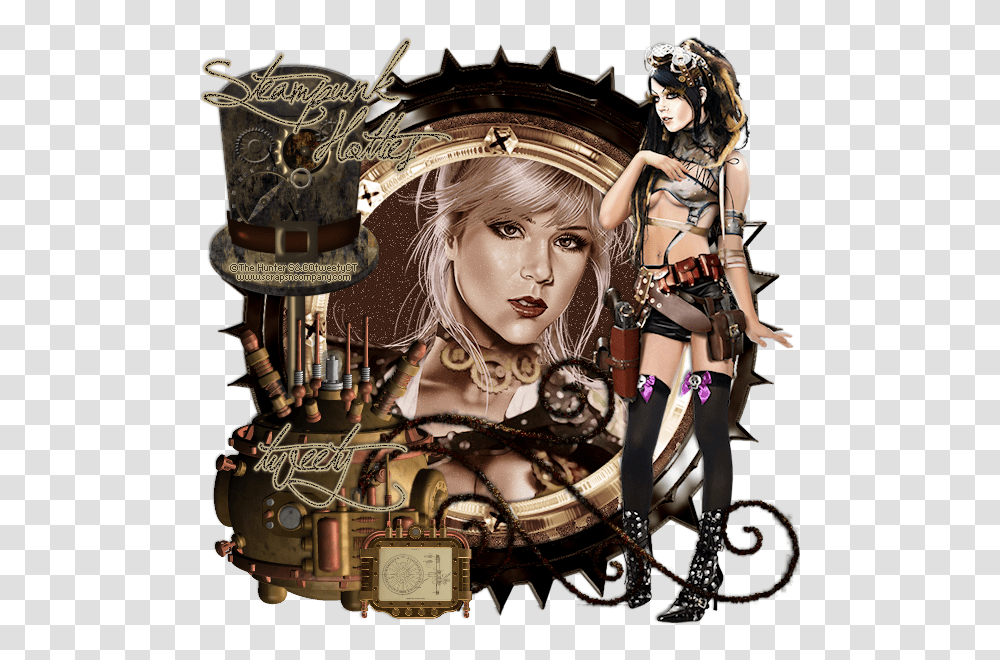 Sexy Anime Girl Steam Punk Girl, Person, Advertisement, Poster, Collage Transparent Png