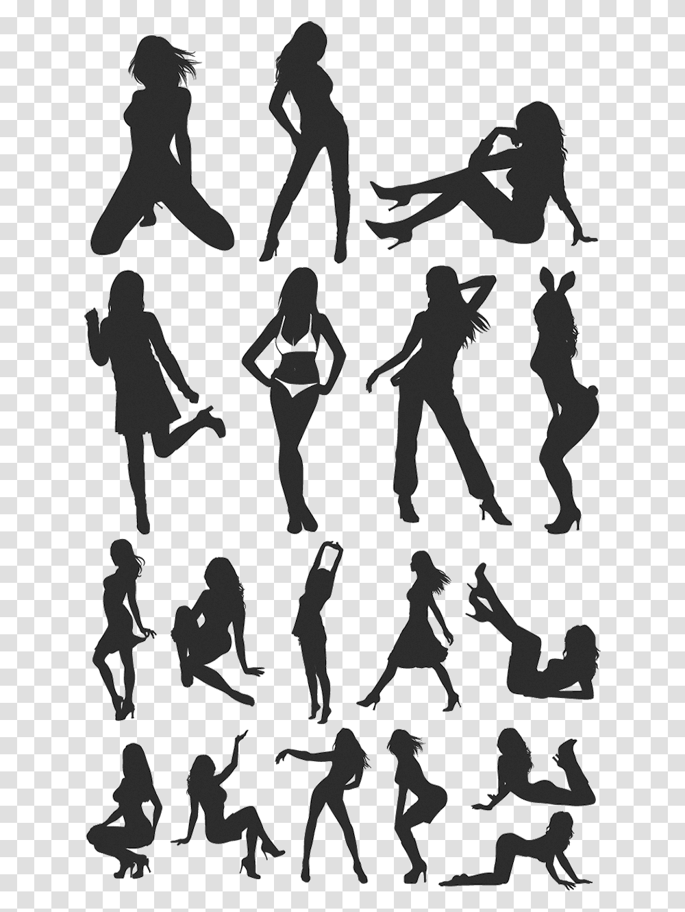 Sexy Bunny Girl Silhouette Download, Person, Human, Hand, Crowd Transparent Png