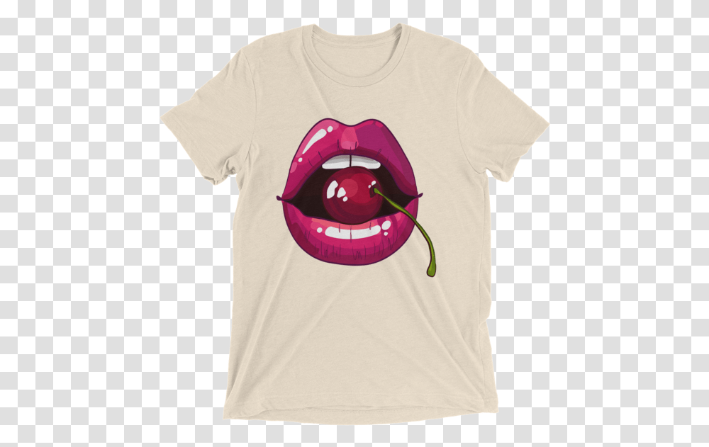 Sexy Cherry Lips With Open Mouth Short Sleeve T Shirt Chevy Colorado Zr2 Shirt, Apparel, T-Shirt, Teeth Transparent Png