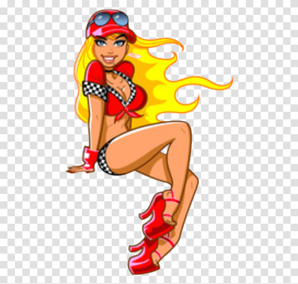 Sexy Girl Cartoon Pin Up Race Girl, Person, Outdoors Transparent Png