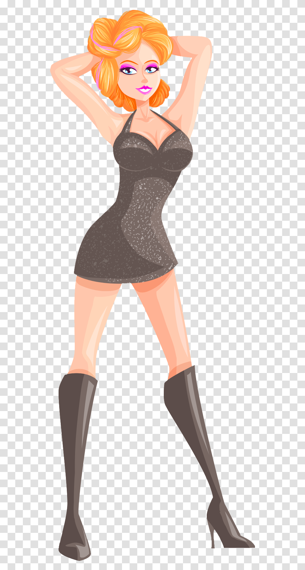 Sexy Girl Vector Image Sexy Cartoon Girl, Dress, Person, Toy Transparent Png