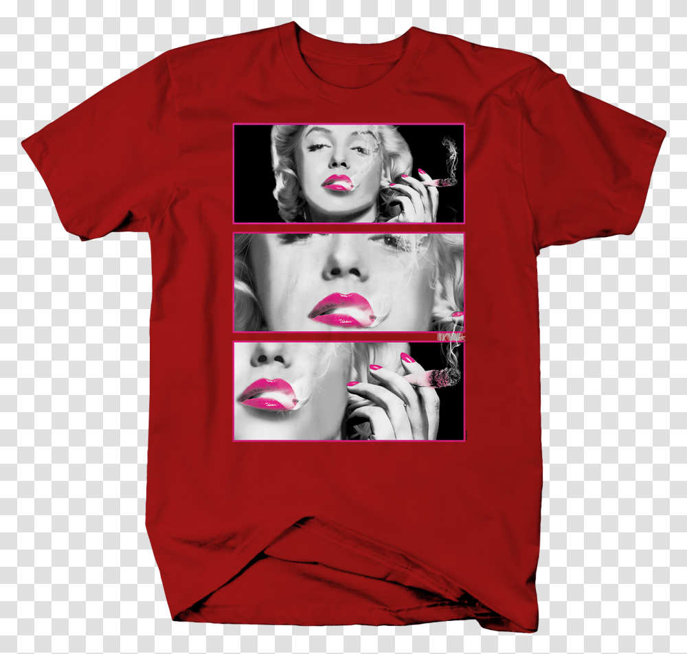 Sexy Hot Marilyn Monroe Pink Lips Smoking Marijuana Marilyn Monroe Smoking T Shirt, Apparel Transparent Png