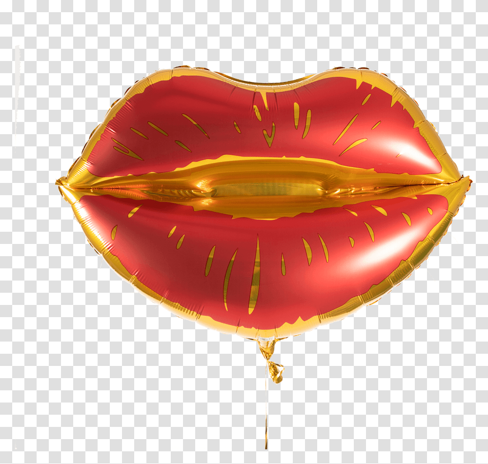 Sexy Lips A Red Balloon With Gold Accents In The Shape Balloon, Heart, Fungus, Mouth, Cushion Transparent Png