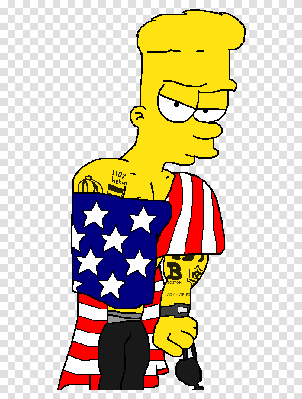 Sexy Muscle Bart Simpson With American Flag By Dgm Art, Person, Human, Sunglasses Transparent Png