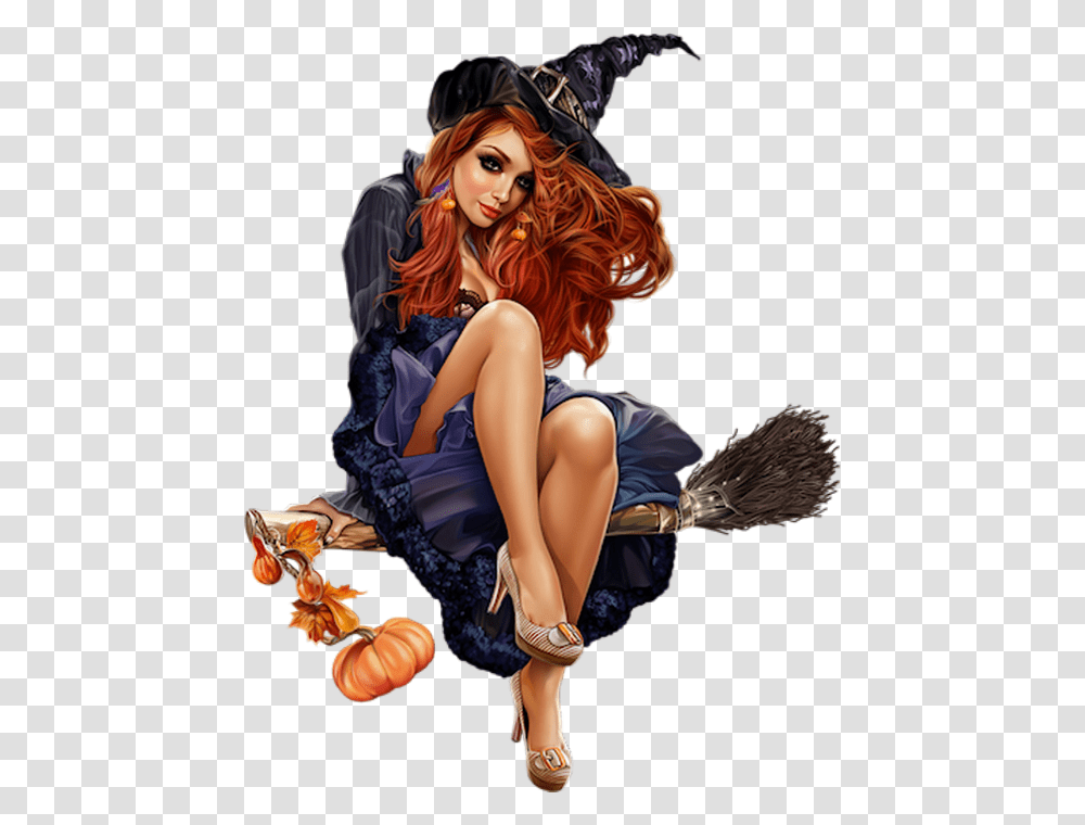 Sexy Witch Sorcire Balai, Person, Human, Plant, Broom Transparent Png