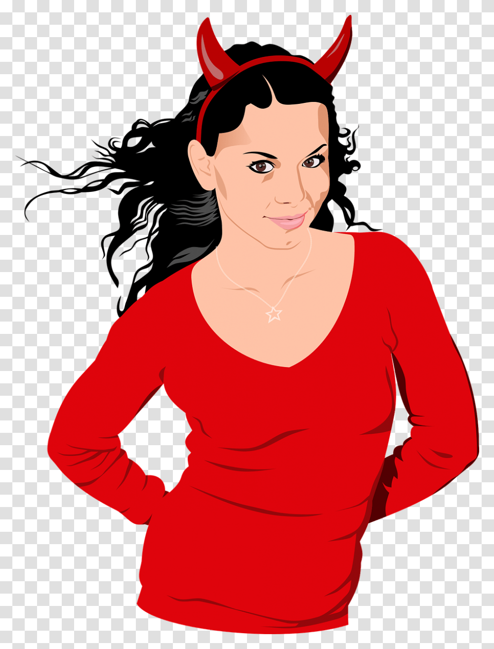 Sexy Woman Women Women Devil Red Cartoon, Sleeve, Apparel, Long Sleeve Transparent Png