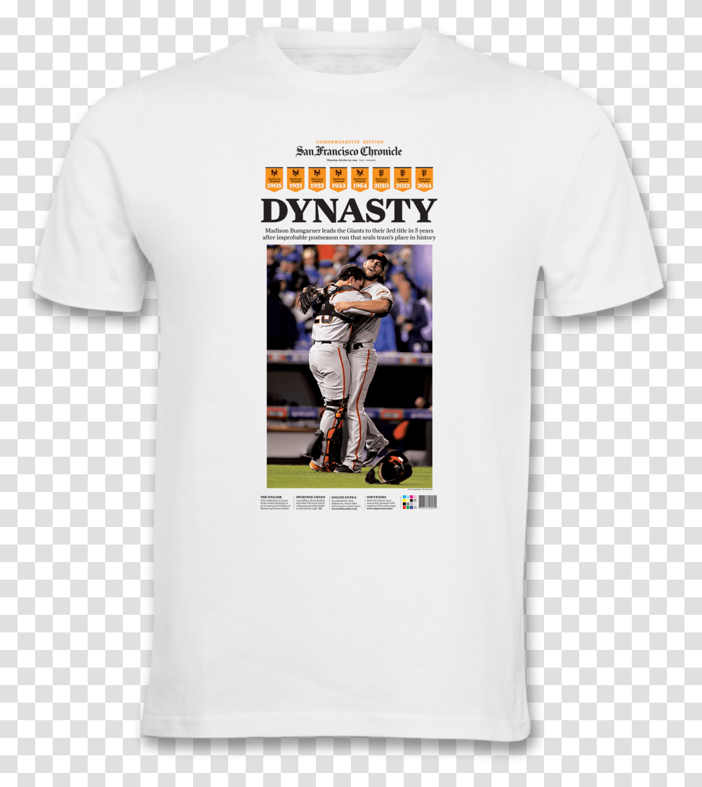 Sf Giants 2014 World Series Dynasty T Shirt San Francisco Chronicle Giants World Series, Apparel, Person, Human Transparent Png