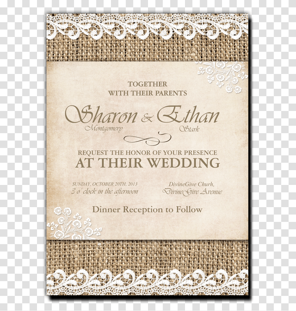 Shabby Chic Invitation Printable Wedding Invitation, Advertisement, Poster, Paper Transparent Png