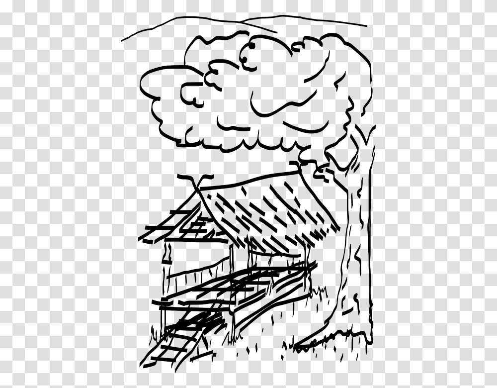 Shack Hut Home House Building Black And White Hut Clipart, Gray, World Of Warcraft Transparent Png