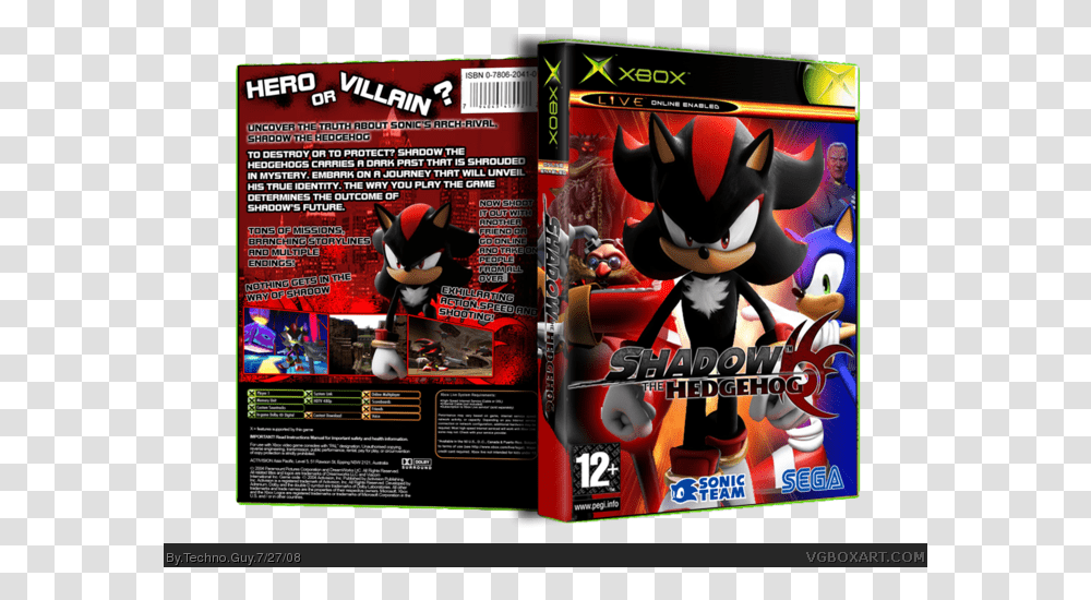 Shadow The Hedgehog Xbox Box Art Cover By Techno Guy Shadow The Hedgehog, Advertisement, Person, Poster, Paper Transparent Png