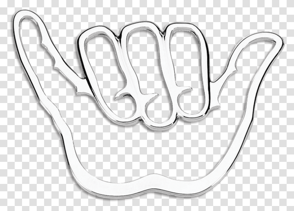 Shaka Hang Loose 3d Chrome Plated Sticker Hang Loose White, Hand, Sunglasses, Accessories, Accessory Transparent Png