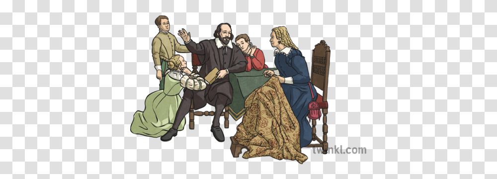 Shakespeare Family Illustration Twinkl Sharing, Person, People, Performer, Art Transparent Png