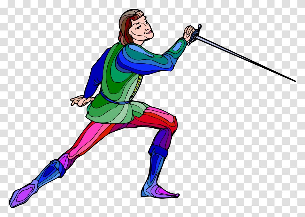Shakespeare Fencing Character Vector Clipart Image, Person, Human, Sport, Outdoors Transparent Png