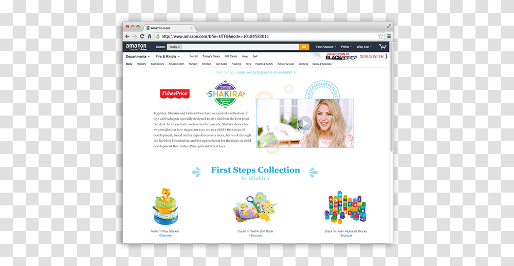 Shakira First Steps Collection Amazon Store Technology Applications, Person, Human, File, Webpage Transparent Png