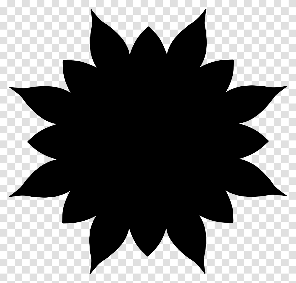 Shape Clipart Black And White Sunflower Black Silhouette, Leaf, Plant, Blossom, Cat Transparent Png