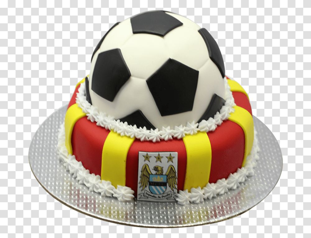 Shaped Cake With Manchester City Logo Football Shaped Cake, Dessert, Food, Birthday Cake, Soccer Ball Transparent Png