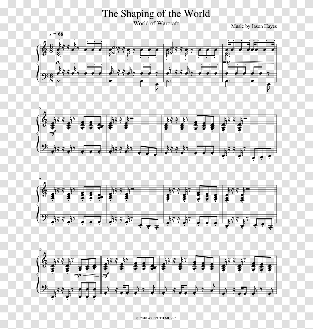 Shaping Of The World Sheet Music, Gray, World Of Warcraft Transparent Png