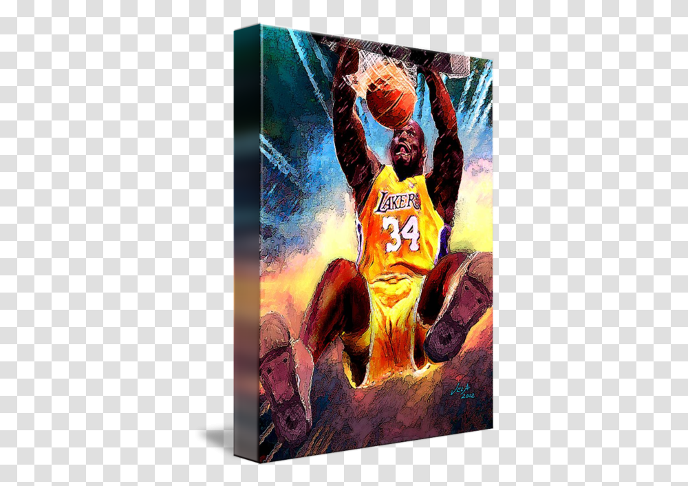 Shaq Shaquille Oneal Los Angeles Lakers Art By Edward Vela For Basketball, Person, Human, People, Team Sport Transparent Png