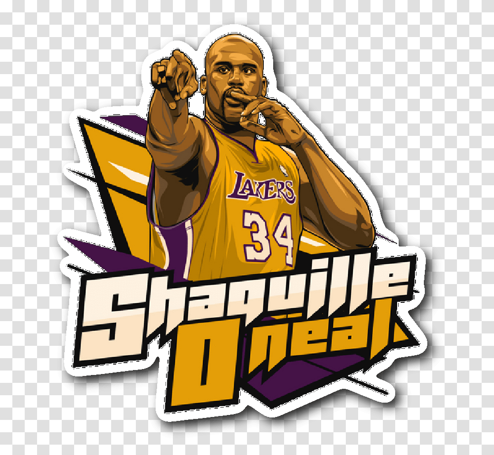 Shaquille O Neal Vynil Sticker Shaquille Oneal Lakers, Person, Word, People Transparent Png
