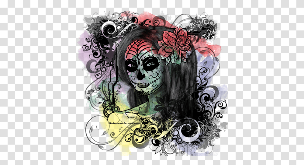Share Candy Girl & Clipa 2187554 Sugar Skull Chick Design, Graphics, Art, Floral Design, Pattern Transparent Png