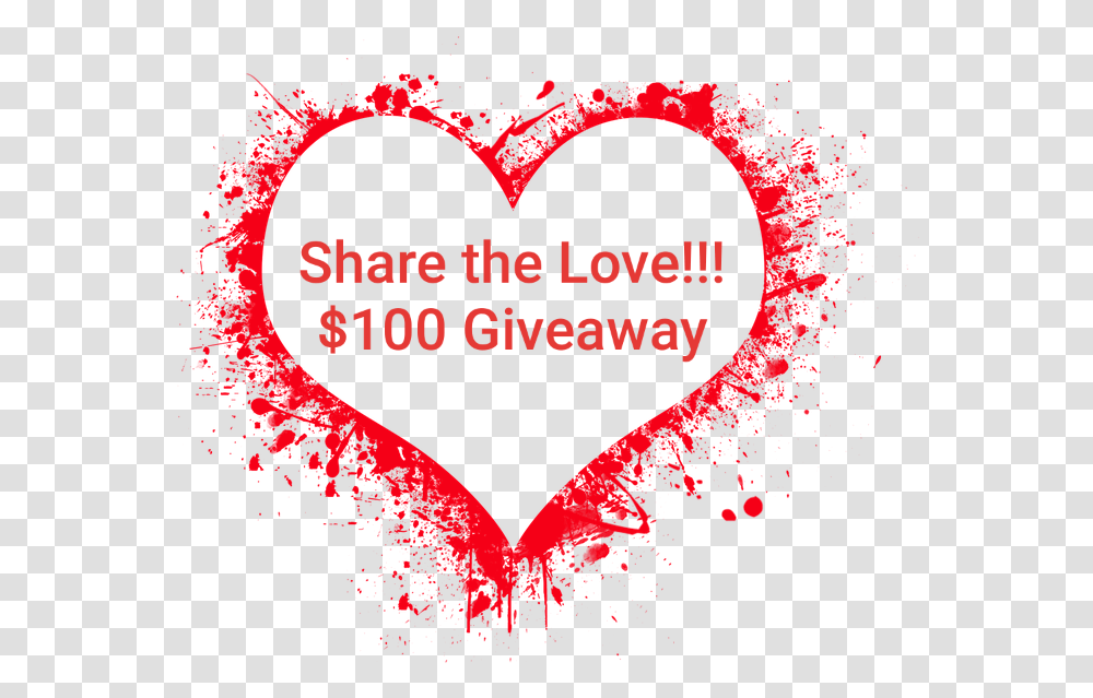 Share The Love 100 Giveaway Gorg The Blacksmith Vector Heart Splash, Poster, Advertisement, Text Transparent Png