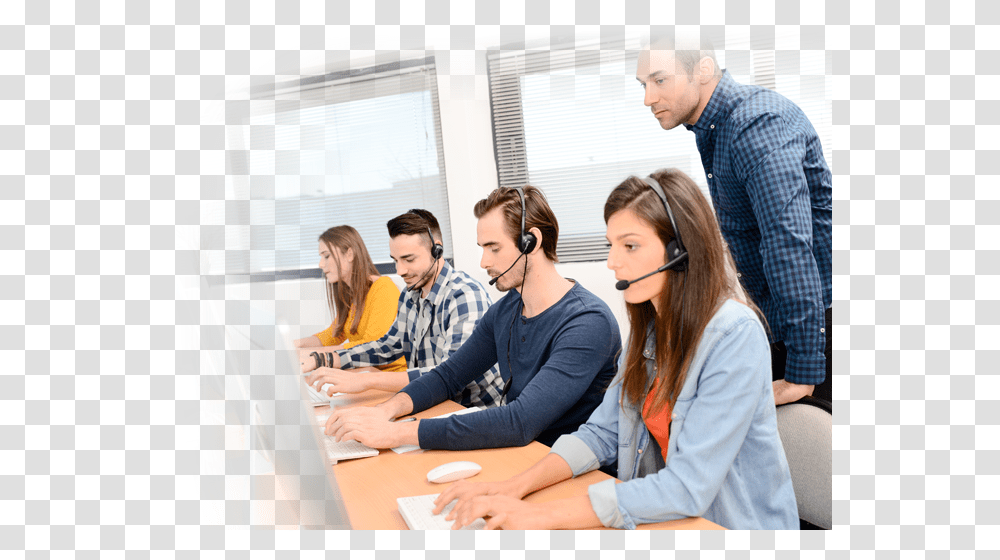 Shared Call Center Call Center, Person, Indoors, Room, Sitting Transparent Png