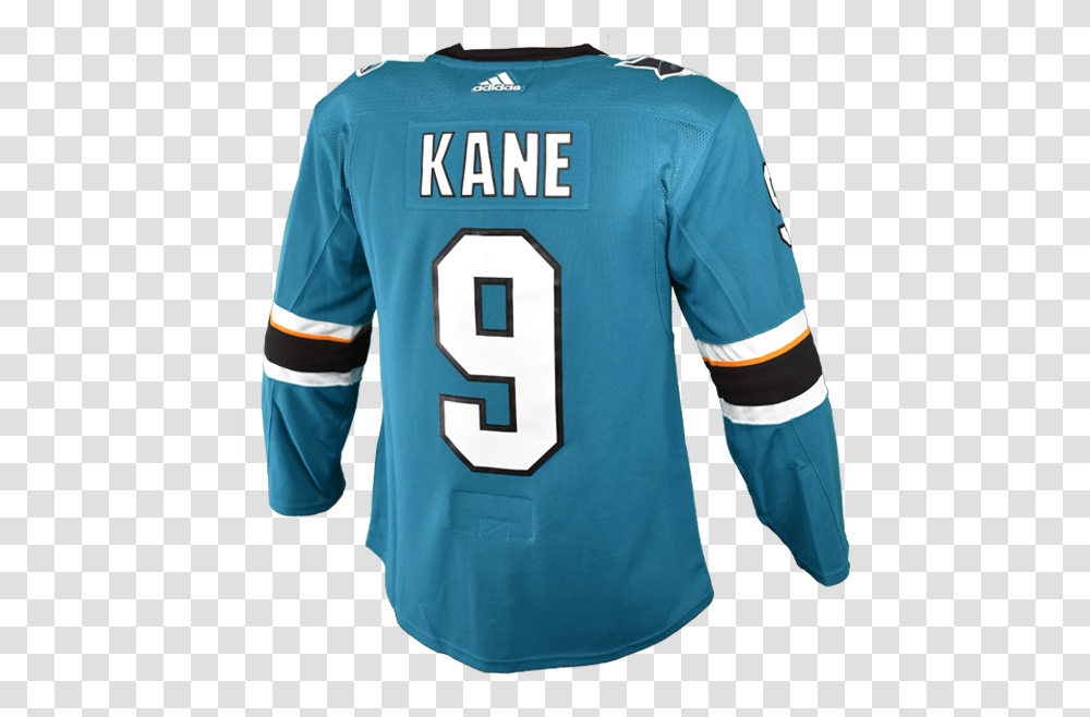 Sharks Authentic Player Jersey Pro Letters Teal Kane San Jose Sharks, Clothing, Apparel, Shirt, Person Transparent Png