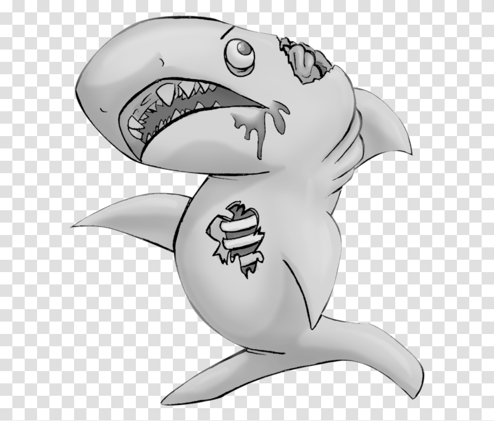 Sharks Clipart Cartoon Zombie Shark, Animal, Teeth, Mouth, Sea Life Transparent Png