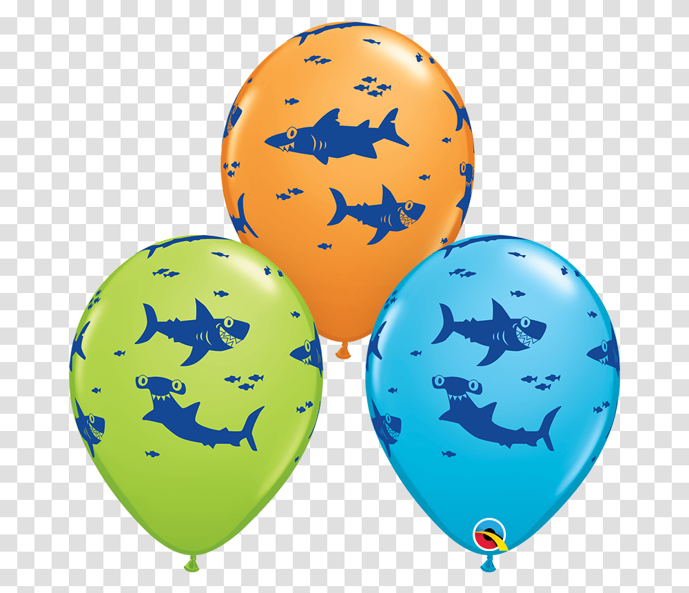 Sharks Latex Lgreen Orange Re Blue 50 Per Bag Shark, Balloon Transparent Png