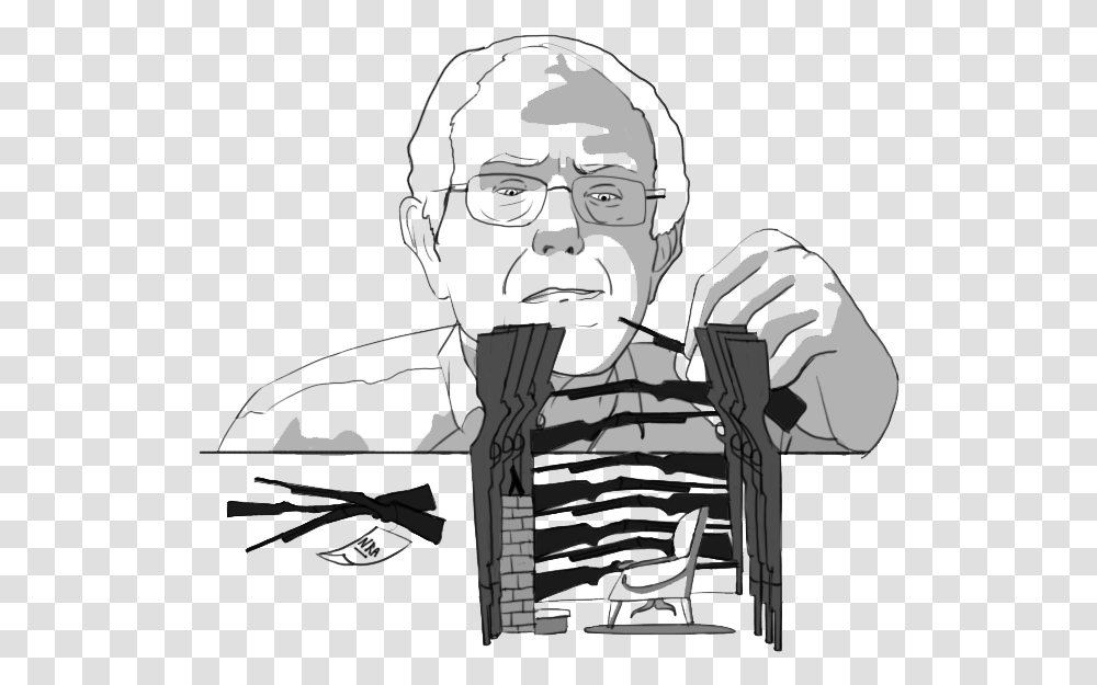 Sharp Shooting With Bernie Sanders Uses Nra Endorsement Cartoon, Person, Human, Face, Stencil Transparent Png