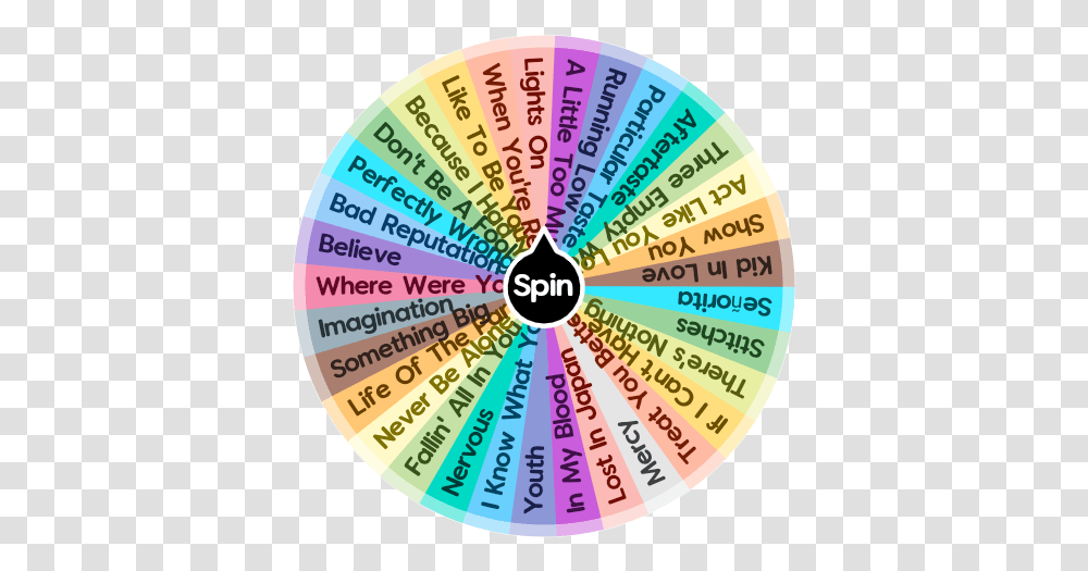 Shawn Mendes Songs To Listen Spin The Wheel App Circle, Word, Text, Paper, Diagram Transparent Png