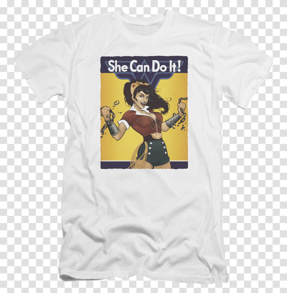 She Can Do It Wonder Woman T Shirt Wonder Woman Rosie The Riveter Costume, Apparel, T-Shirt, Person Transparent Png