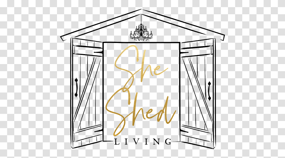 She Shed Living She Shed In Line Art, Building, Handwriting, Leisure Activities Transparent Png