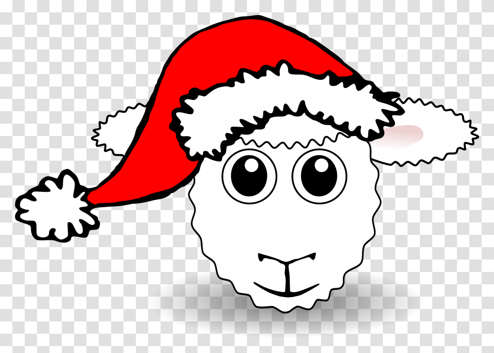 Sheep Face Cartoon With Santa Hat Does A Sheep Say Merry Christmas, Graphics, Animal, Mammal, Person Transparent Png