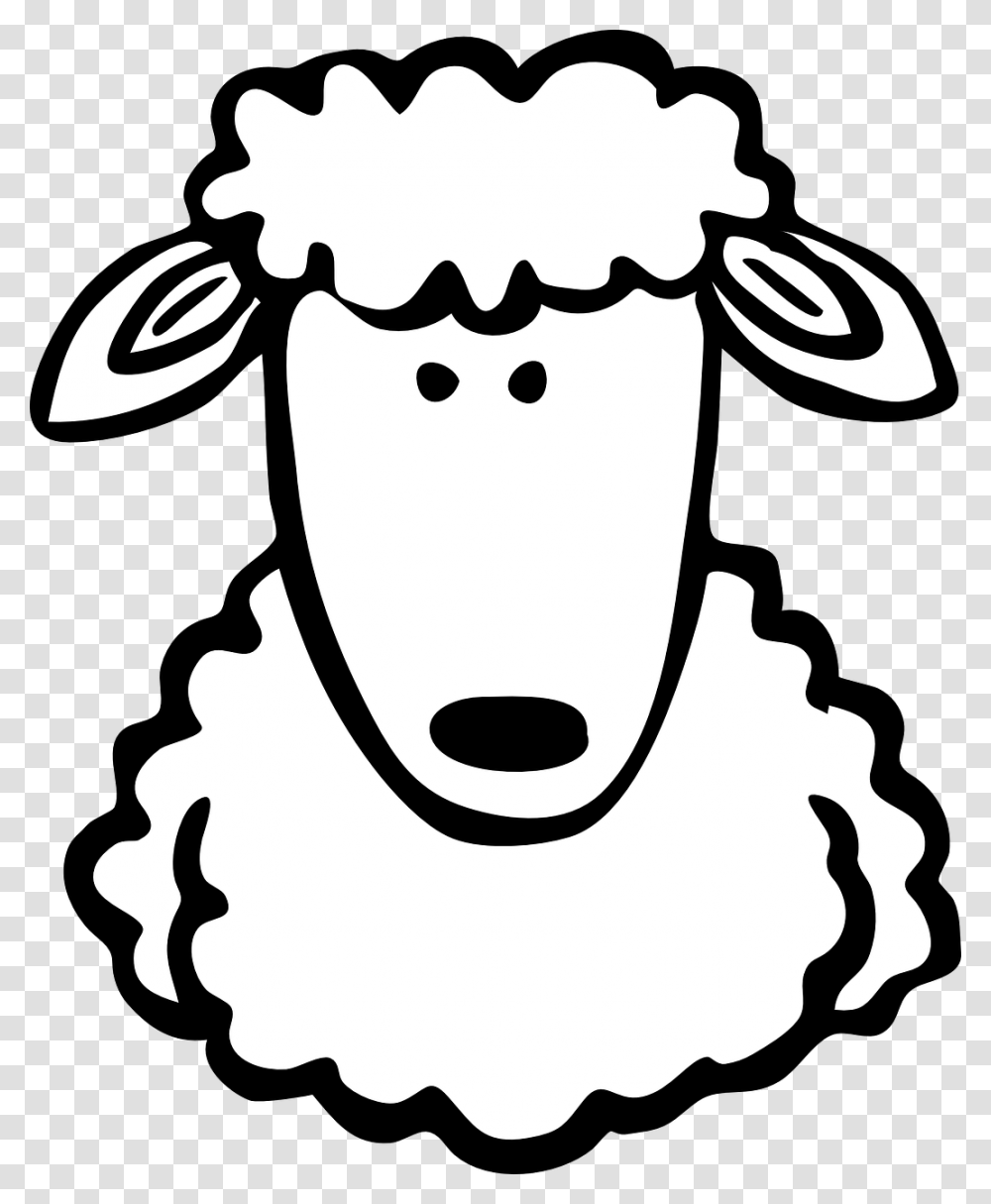 Sheep Face Clipart Black And White, Stencil, Label, Food Transparent Png