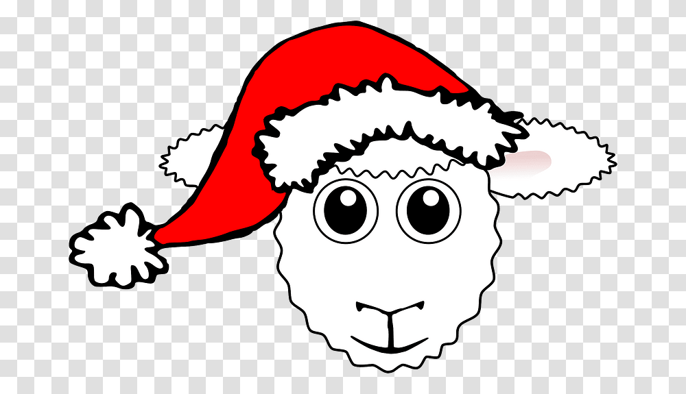 Sheep Face With Santa Hat Clipart Christmas Sheep Clipart, Doodle, Drawing, Label Transparent Png