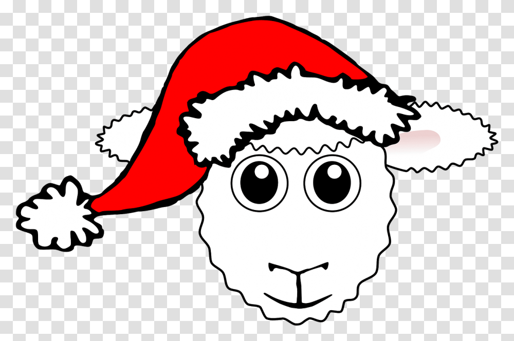 Sheep Face With Santa Hat Clipart Free Download Creazilla Does A Sheep Say Merry Christmas, Person, Human, Graphics, Performer Transparent Png