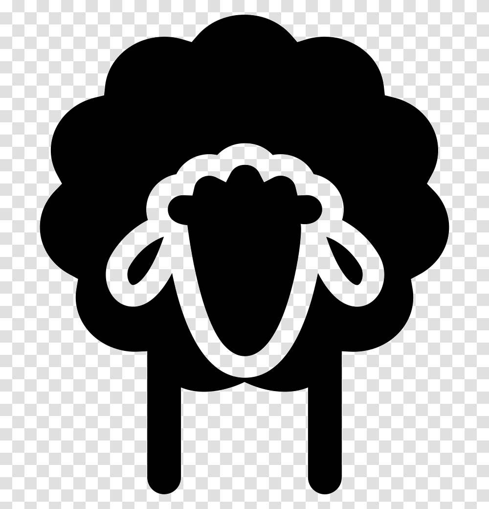 Sheep Front View Sheep Flat Icon, Stencil, Silhouette Transparent Png