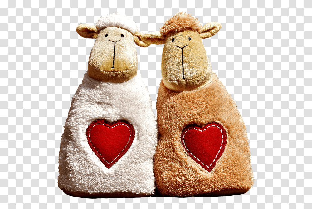 Sheep Love Heart Valentine's Day Cute Together Sheep Love Heart, Plush, Toy, Photography, Pillow Transparent Png