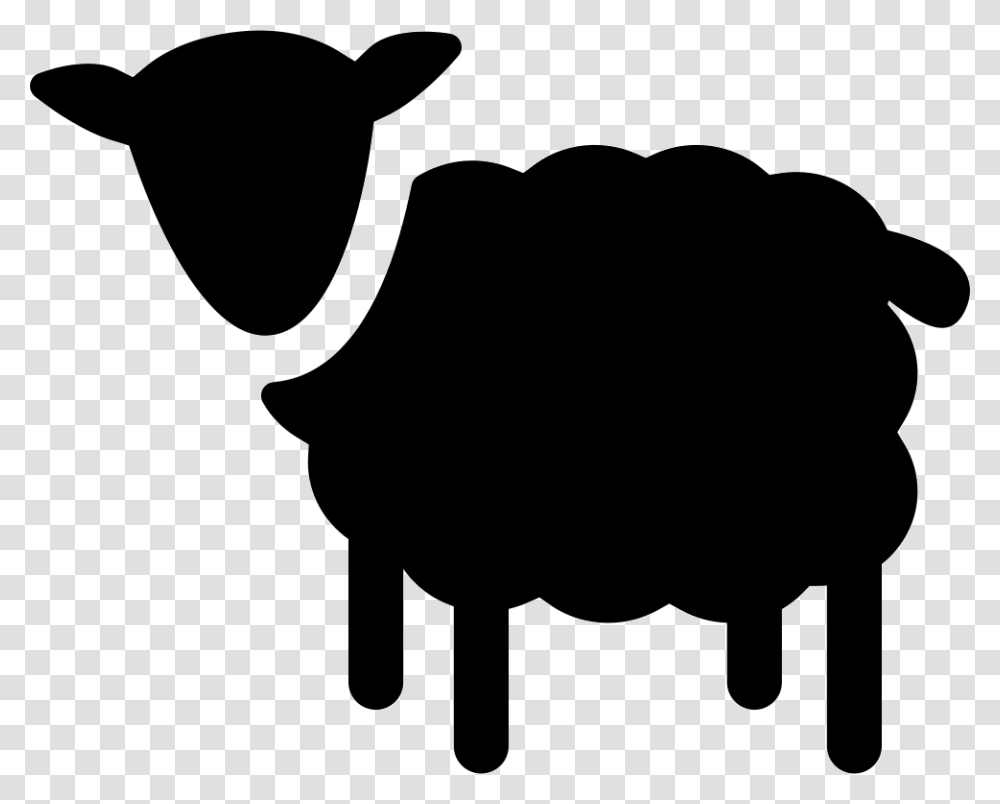Sheep Silhouette Black Sheep Shadow, Stencil, Mammal, Animal, Buffalo Transparent Png