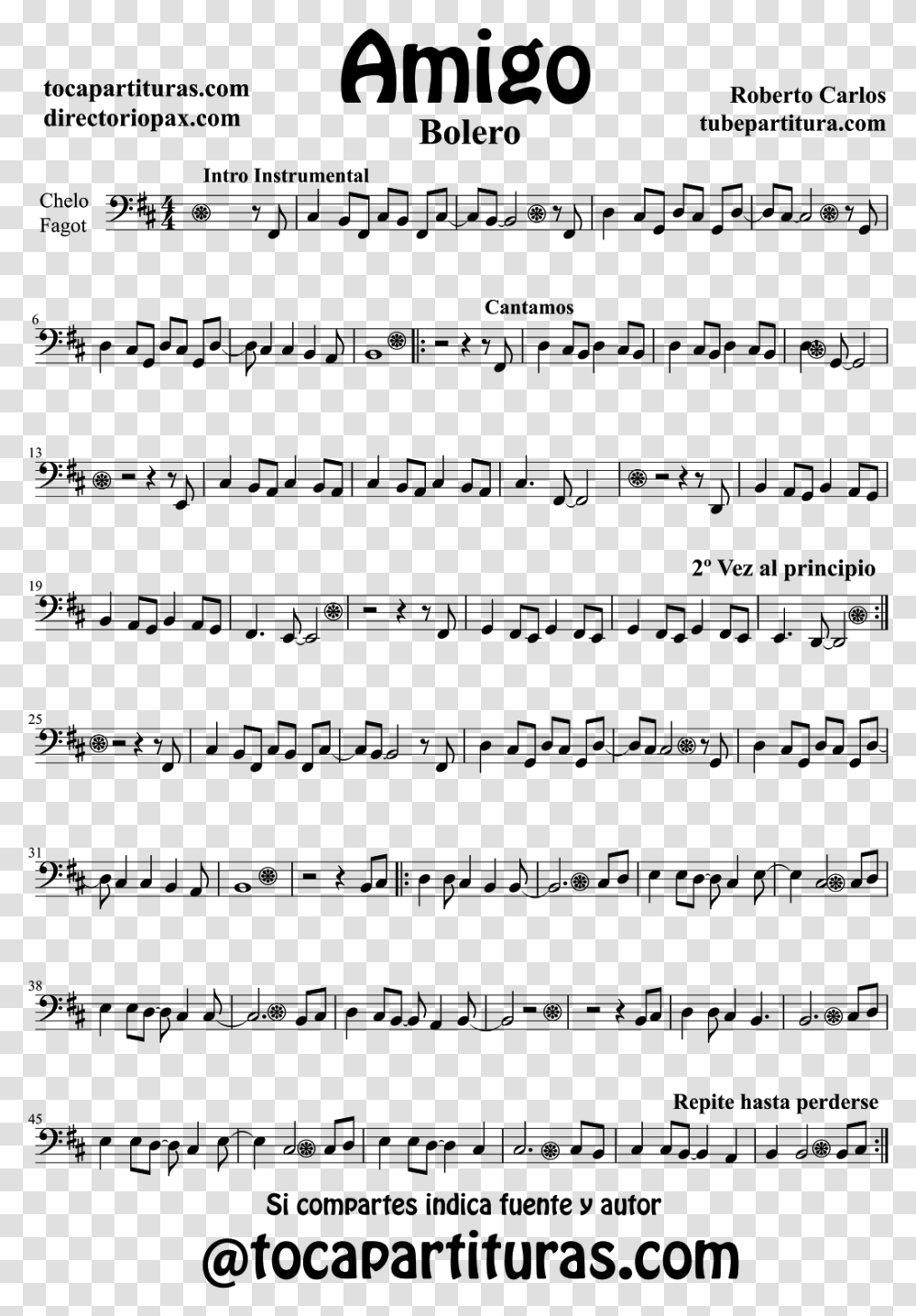 Sheet Music Cello And Bassoon Amigo Partitura De Chelo Partituras De Roberto Carlos, Gray, World Of Warcraft, Halo Transparent Png
