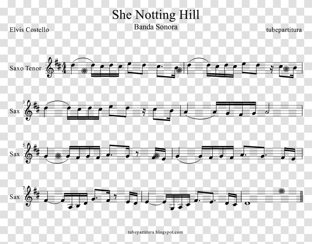 Sheet Music For Tenor Saxophone She By Elvis Costello Brave Enough Lindsey Stirling Sheet Music, Gray, World Of Warcraft Transparent Png