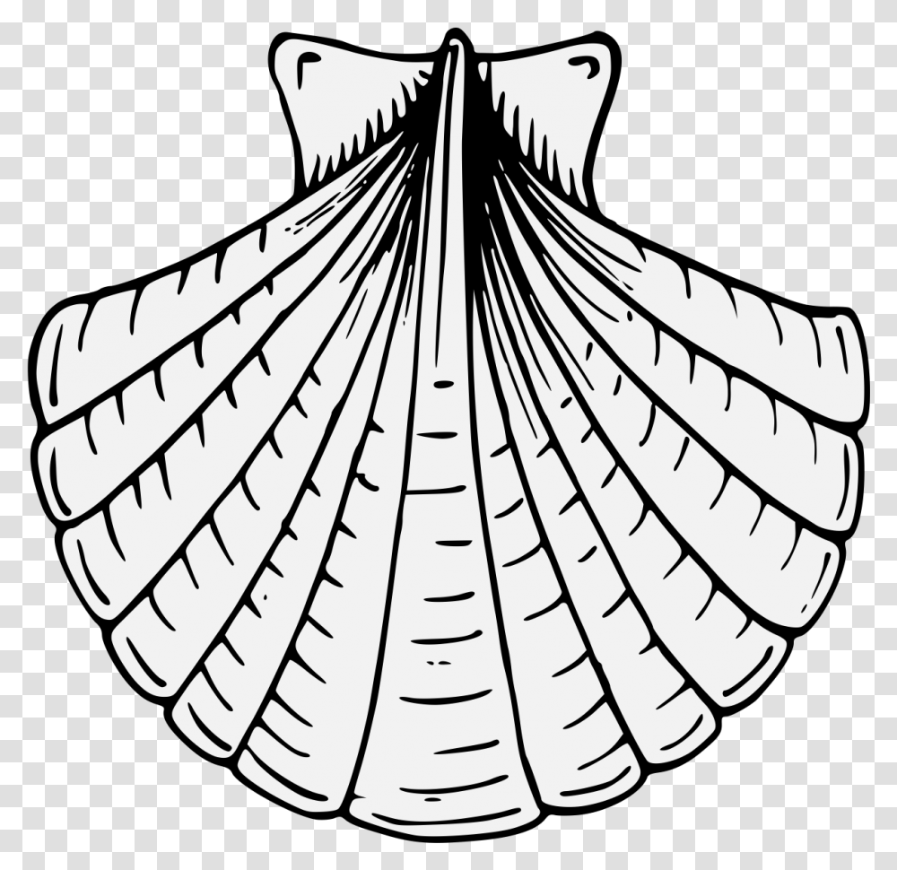 Shell Clipart Heraldic Scallop Shell Heraldry, Clam, Seashell, Invertebrate, Sea Life Transparent Png