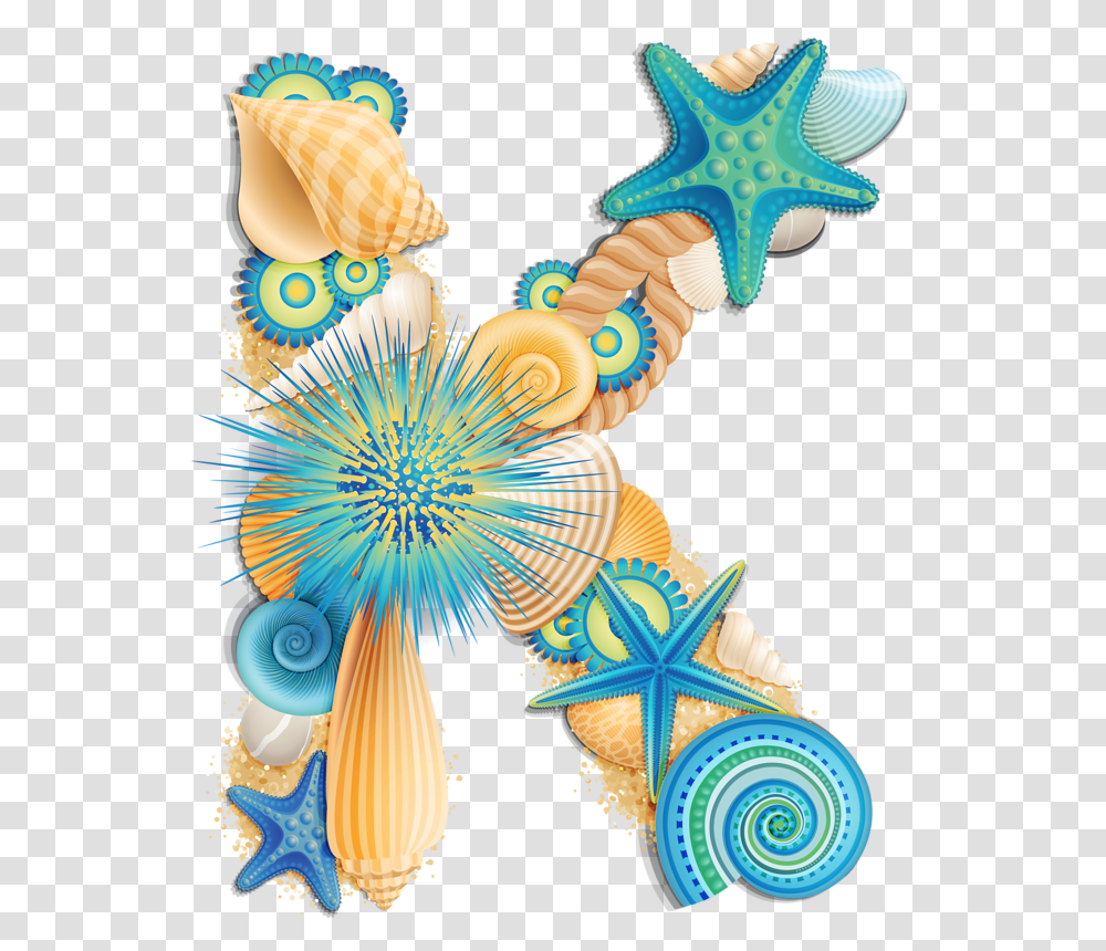 Shell Clipart Summer Seashell Letter K Clipart, Ornament, Pattern, Fractal Transparent Png