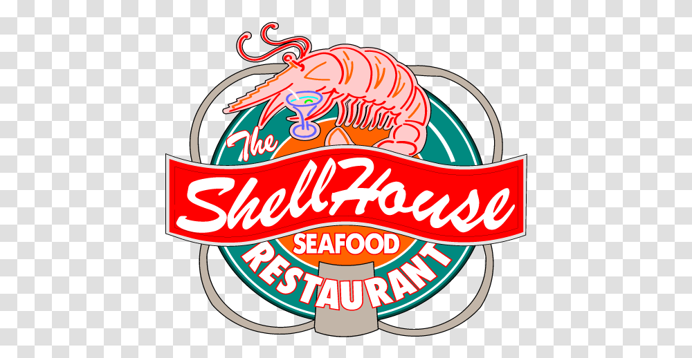 Shell House Seafood Restaurant Shell Restaurant, Label, Text, Clothing, Logo Transparent Png