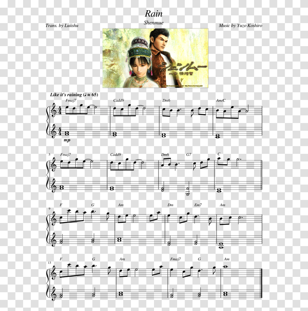 Shenmue Main Theme Piano Sheet Music, Person, Interior Design, Indoors, Costume Transparent Png