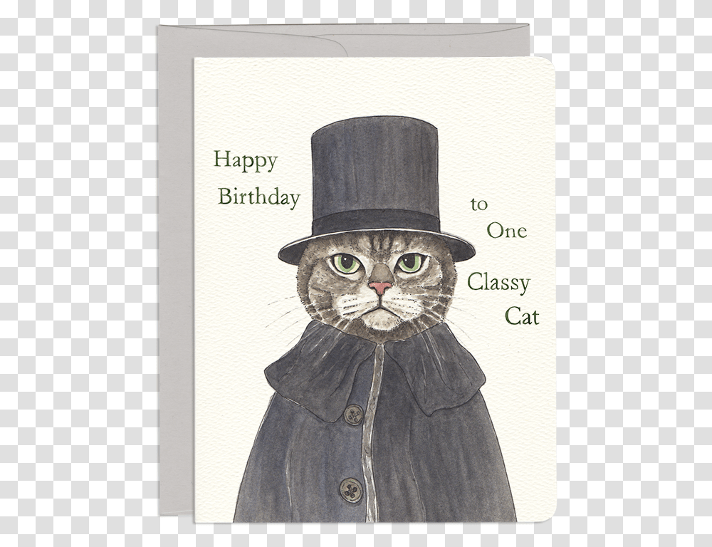 Shercat Holmes Cat In A Hat Birthday Greeting Card Cat Birthday Card, Person, Human, Animal Transparent Png