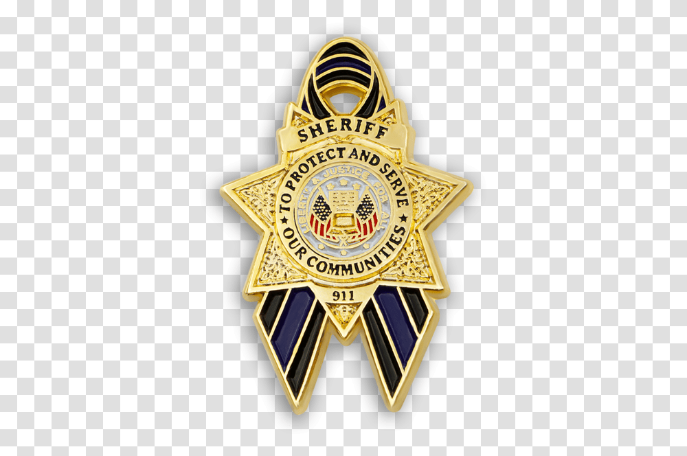 Sheriff Badge Thin Blue Line Box Set - Custom Pins & Buckles Emblem, Logo, Symbol, Trademark, Wristwatch Transparent Png