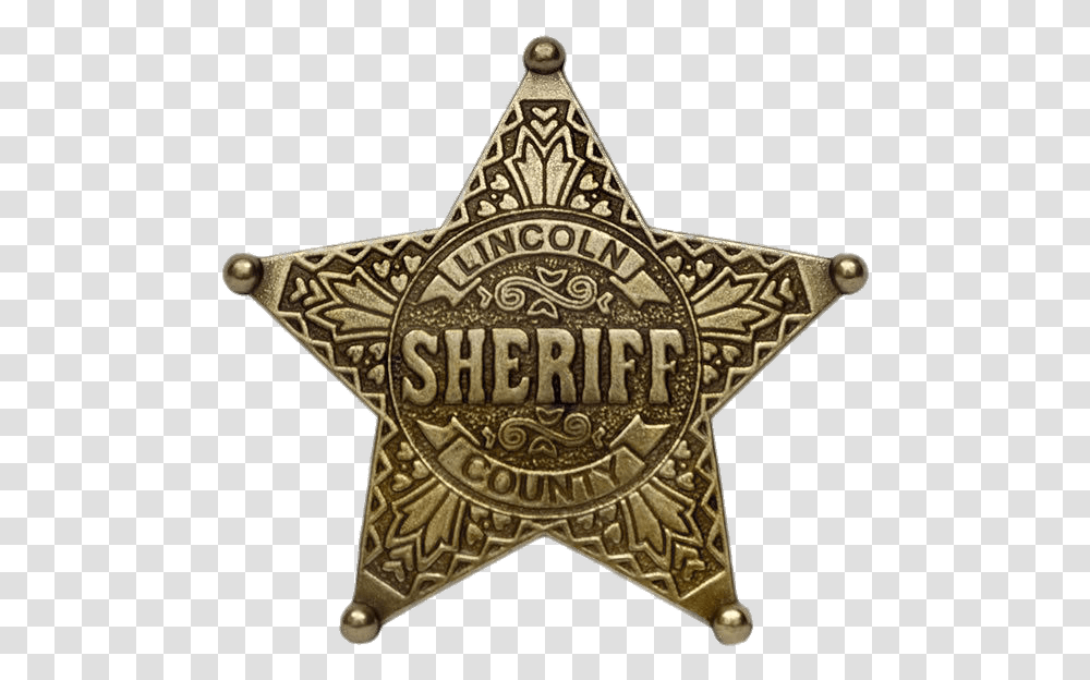 Sheriff Badge Wild West Sheriff Star, Logo, Symbol, Trademark, Bronze Transparent Png