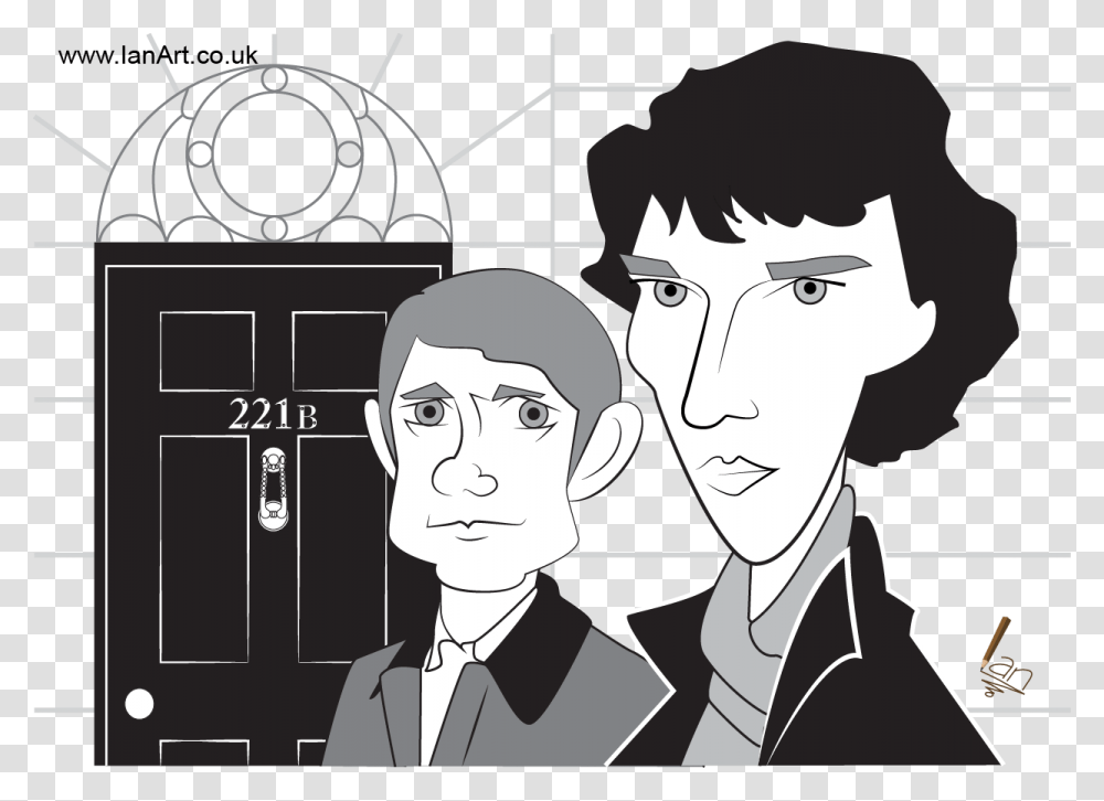 Sherlock Holmes And Watson Caricature Benedict Cumberbatch Cartoon, Comics, Book, Person, Human Transparent Png